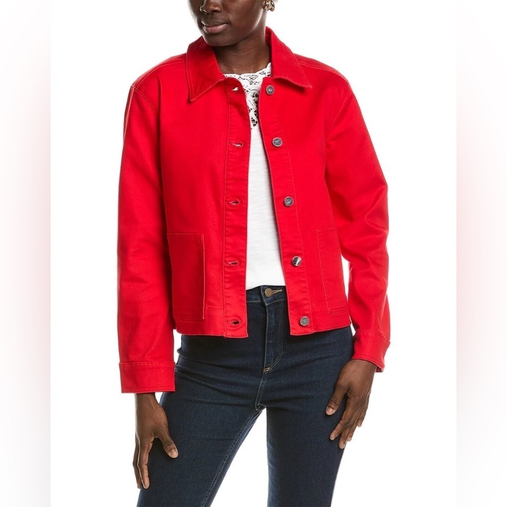 Jones New York NWT Hot Red Button Up Jacket with Silver Details Petite Size M